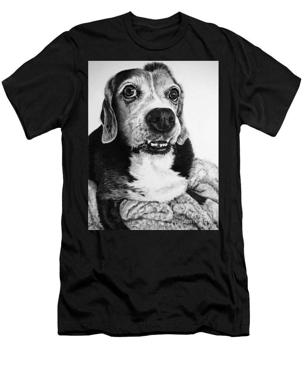 Dog T-Shirt featuring the drawing Beagle Mix by Terri Mills