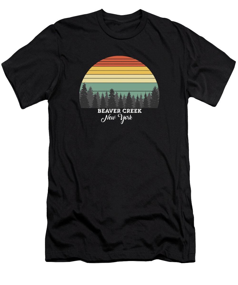 Beaver Creek T-Shirt featuring the drawing Beaver Creek New York by Bruno