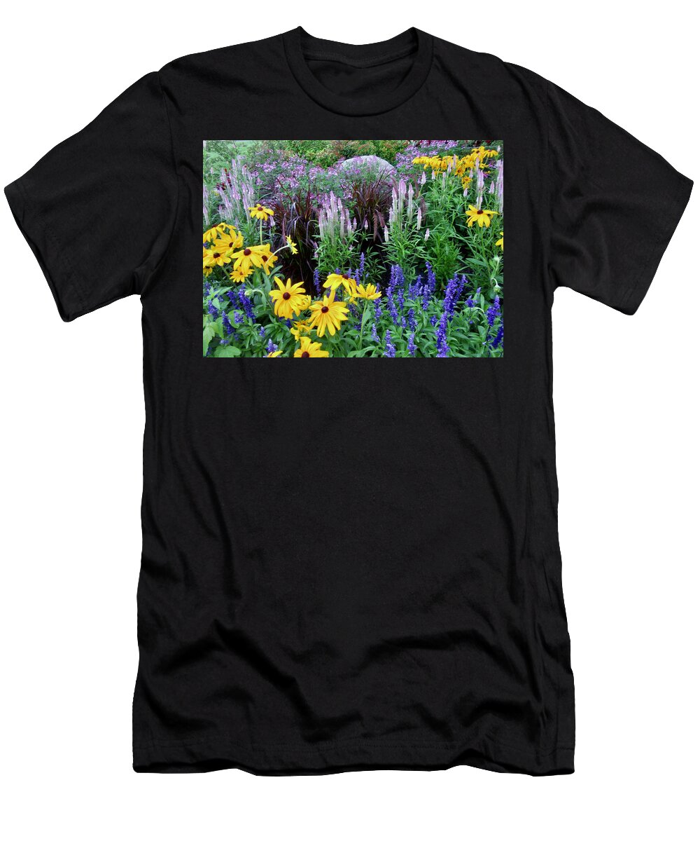 Flowers T-Shirt featuring the photograph Bee and Butterfly Garden by Stephanie Moore