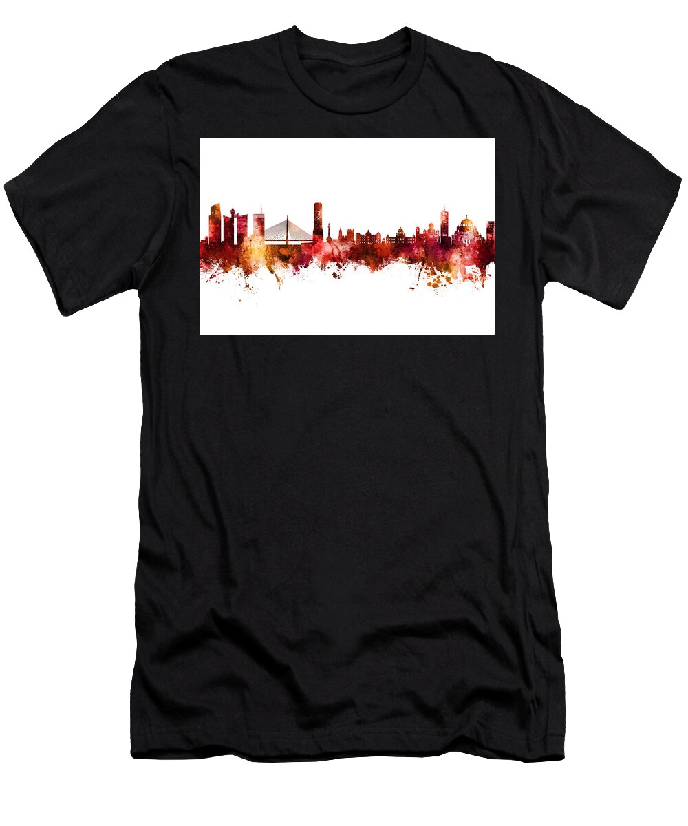 Belgrade T-Shirt featuring the digital art Belgrade Serbia Skyline #11 by Michael Tompsett