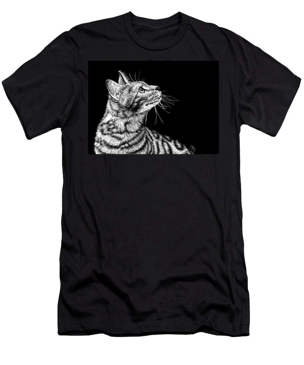 Cat T-Shirt featuring the painting Bengal by Monique Morin Matson