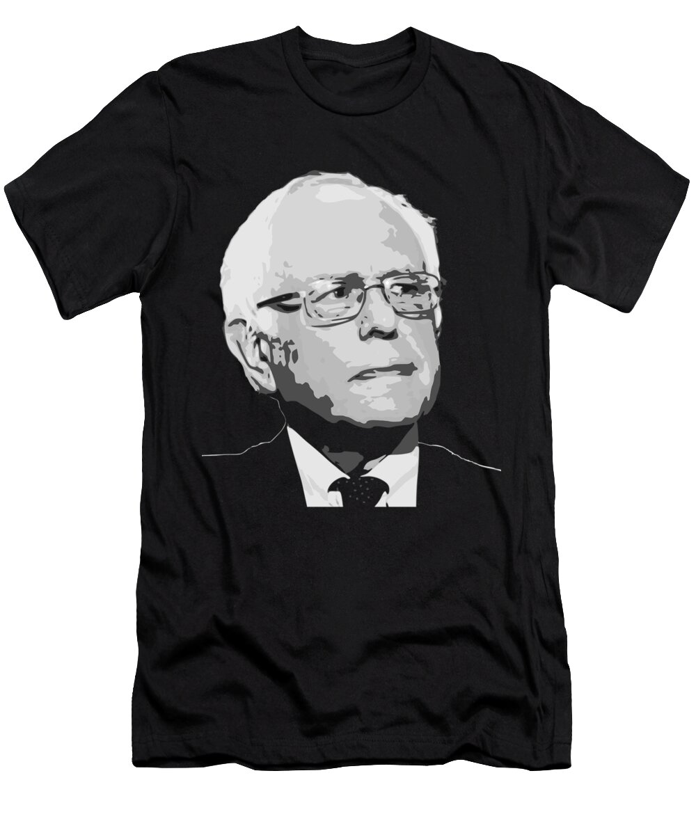 Bernie T-Shirt featuring the digital art Bernie Sanders Black and White by Filip Schpindel
