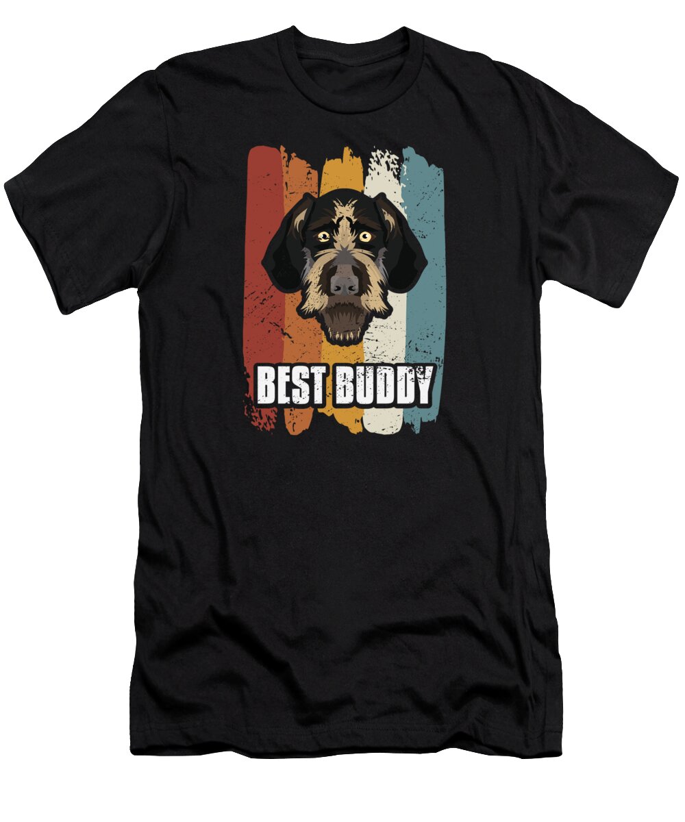 German Wirehaired Pointer T-Shirt featuring the digital art Best Buddy, Smiling German Wirehaired Pointer by GreenOptix