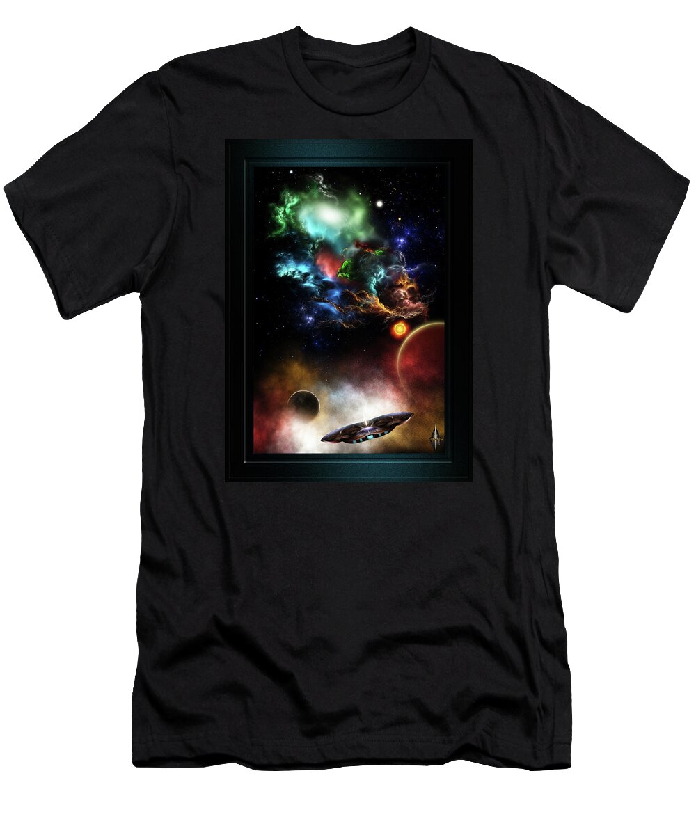 Space T-Shirt featuring the digital art Beyond Space and Time Fractal Art II Fantasy Spacescape by Xzendor7