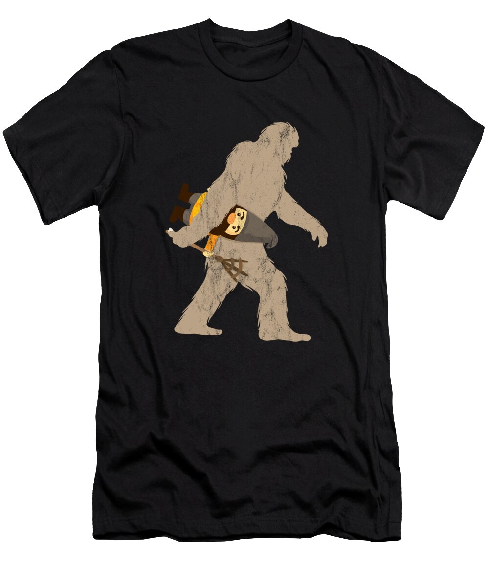 Garden T-Shirt featuring the drawing Bigfoot Gnome Funny Gift by Noirty Designs