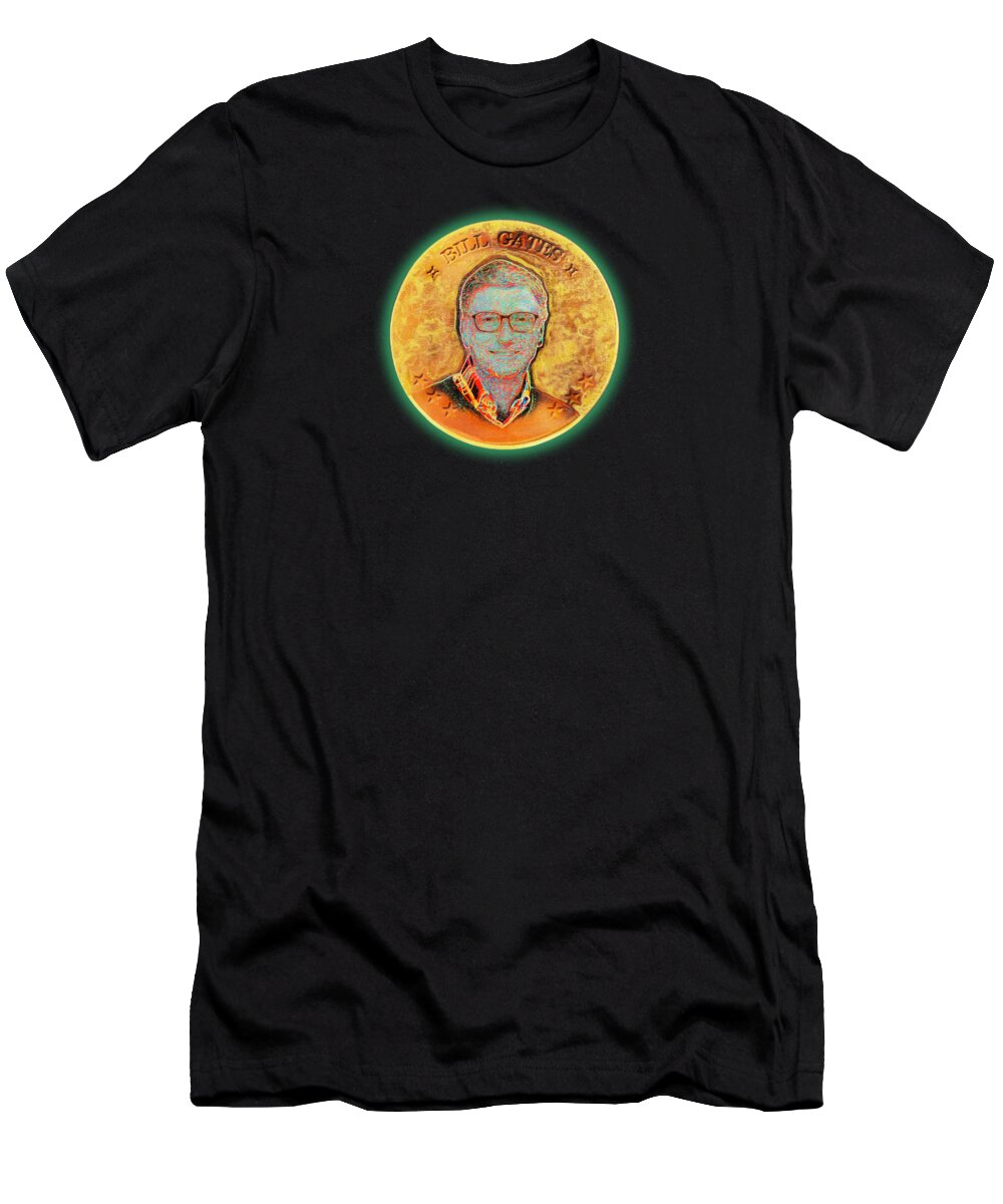 Wunderle T-Shirt featuring the mixed media Bill Gates by Wunderle