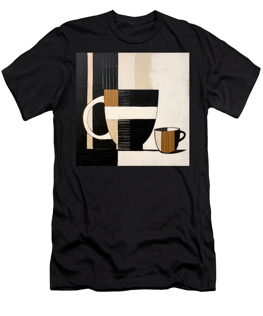 Coffee T-Shirt featuring the painting Black and Brown Coffee Mugs by Lourry Legarde