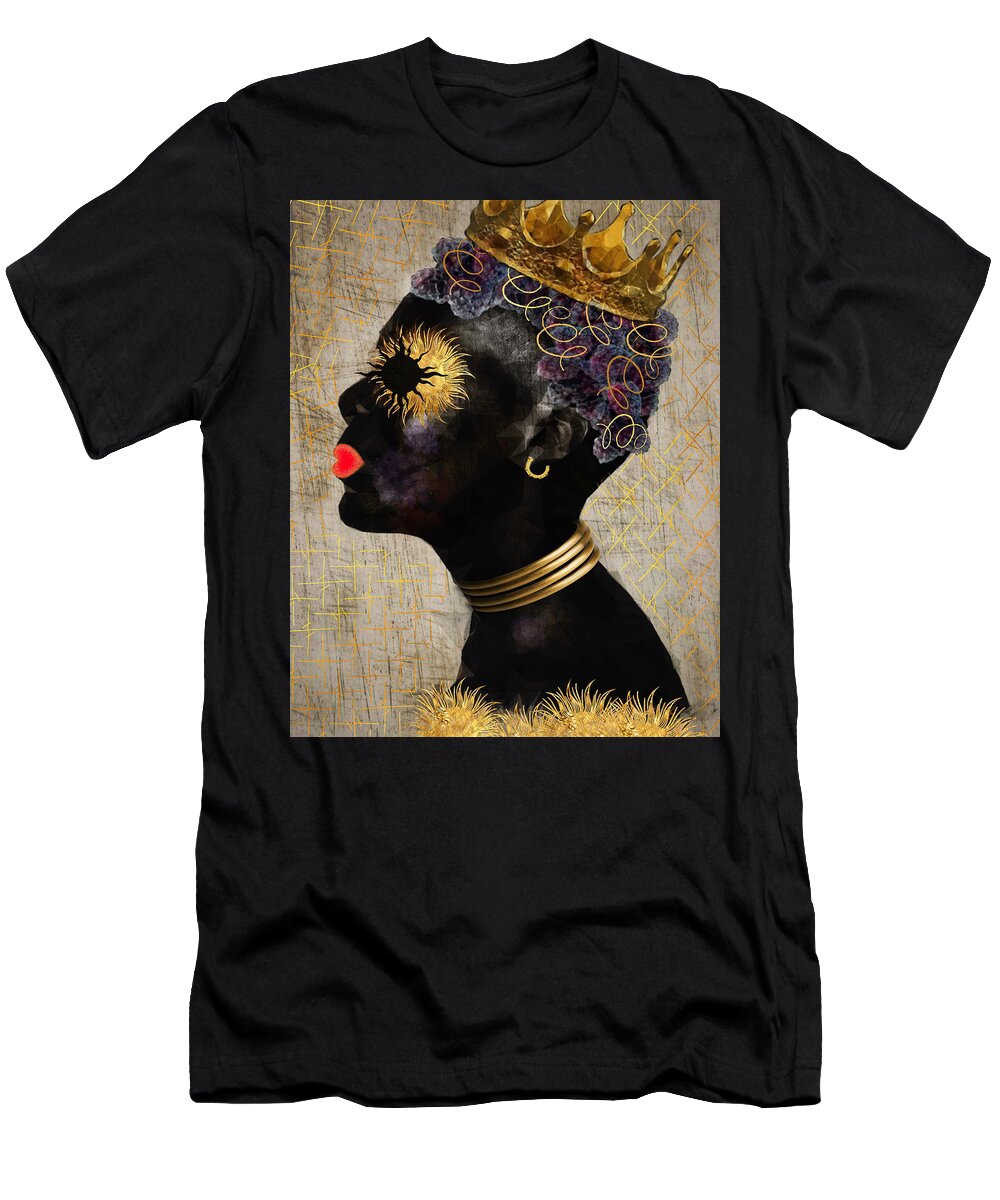 Black Woman T-Shirt featuring the mixed media Blackberries In Honey by Canessa Thomas