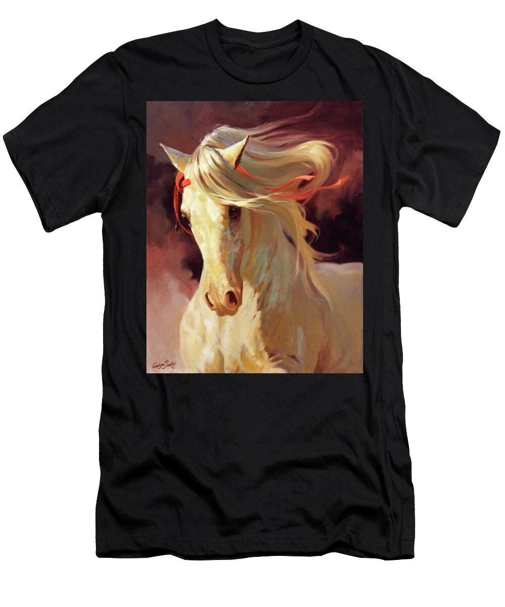 Horses T-Shirt featuring the painting Blanco by Carolyne Hawley