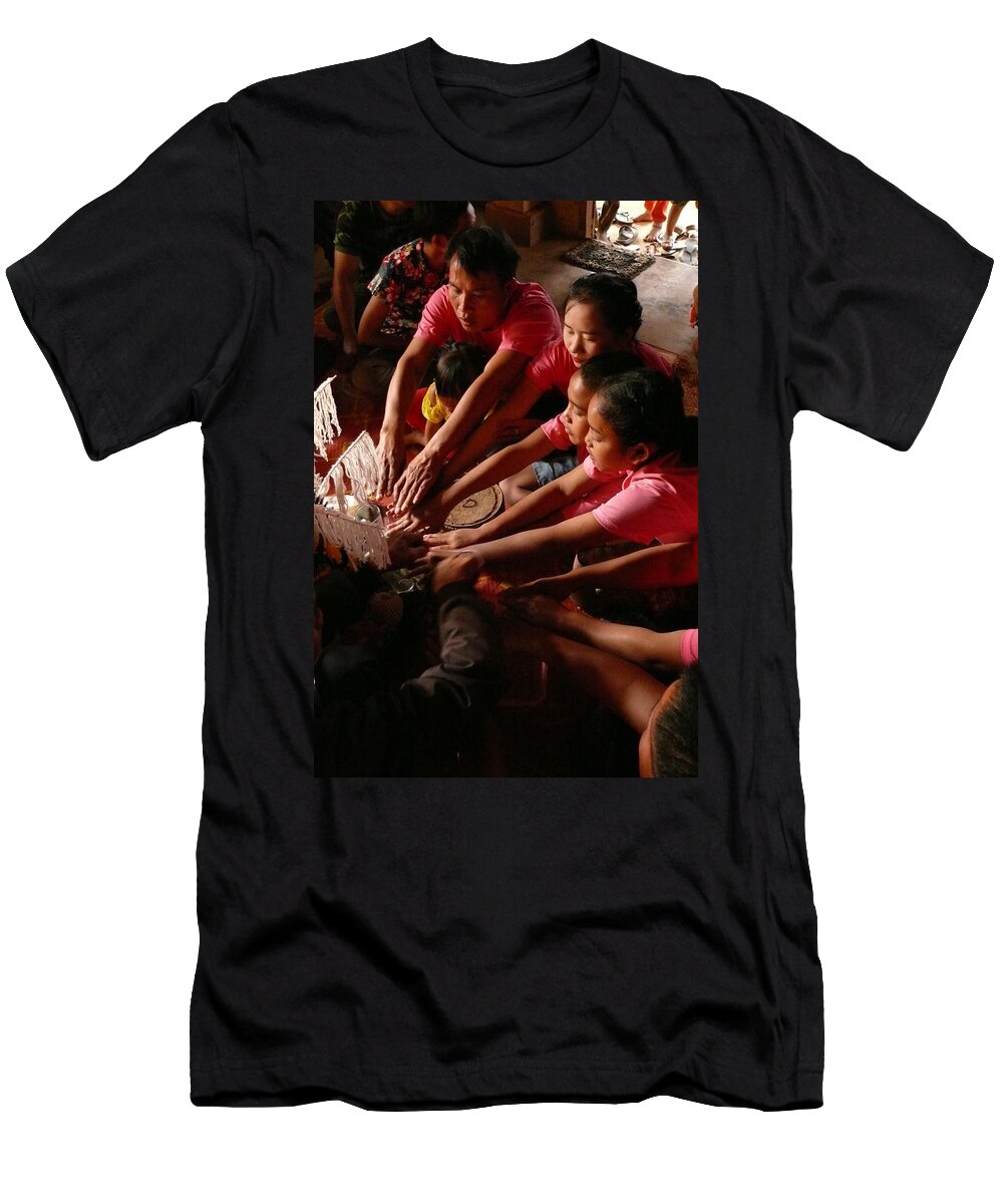 Celebration T-Shirt featuring the photograph Blessing ceremony in Laos by Robert Bociaga