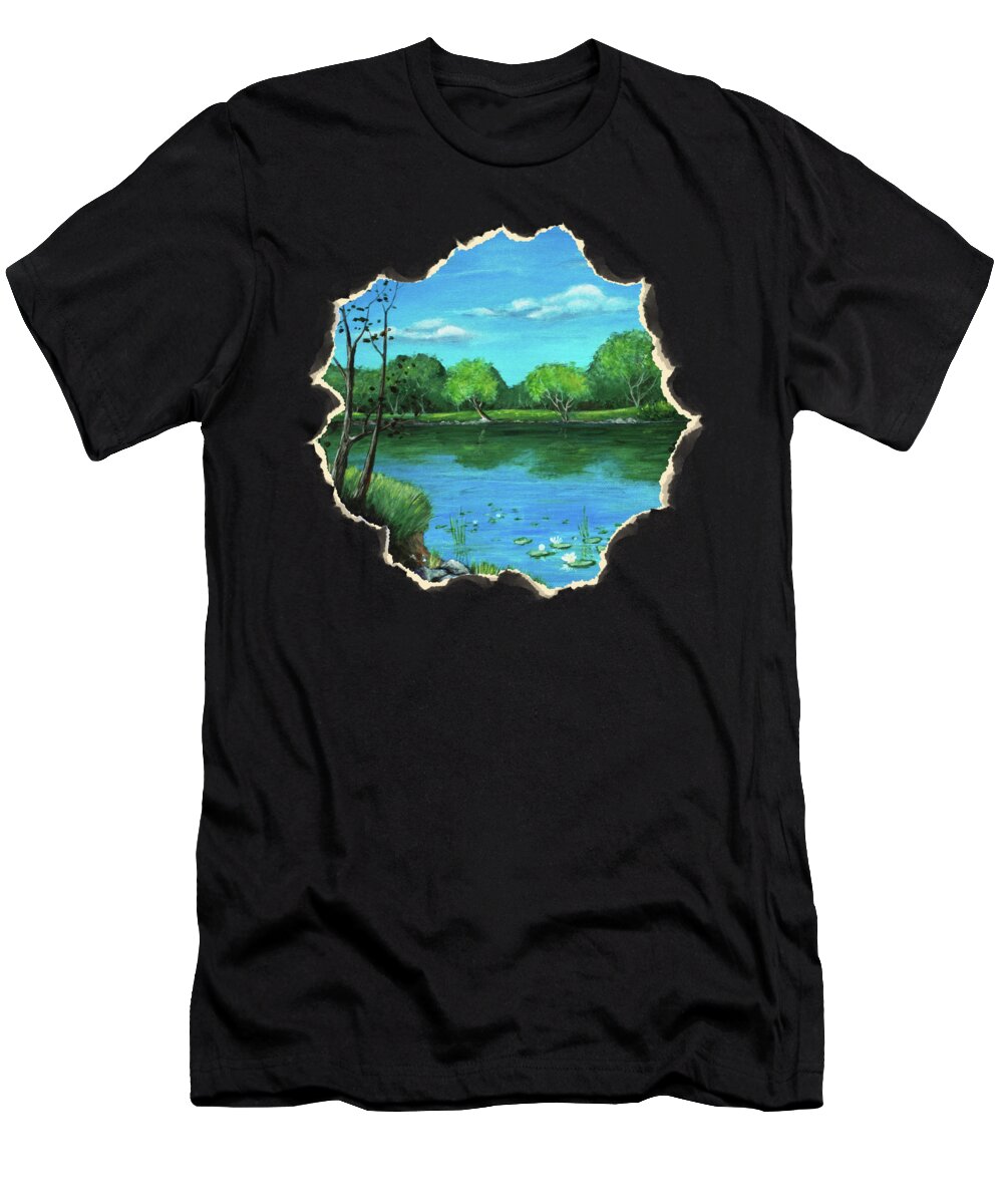 Calm T-Shirt featuring the painting Blue Lake by Anastasiya Malakhova