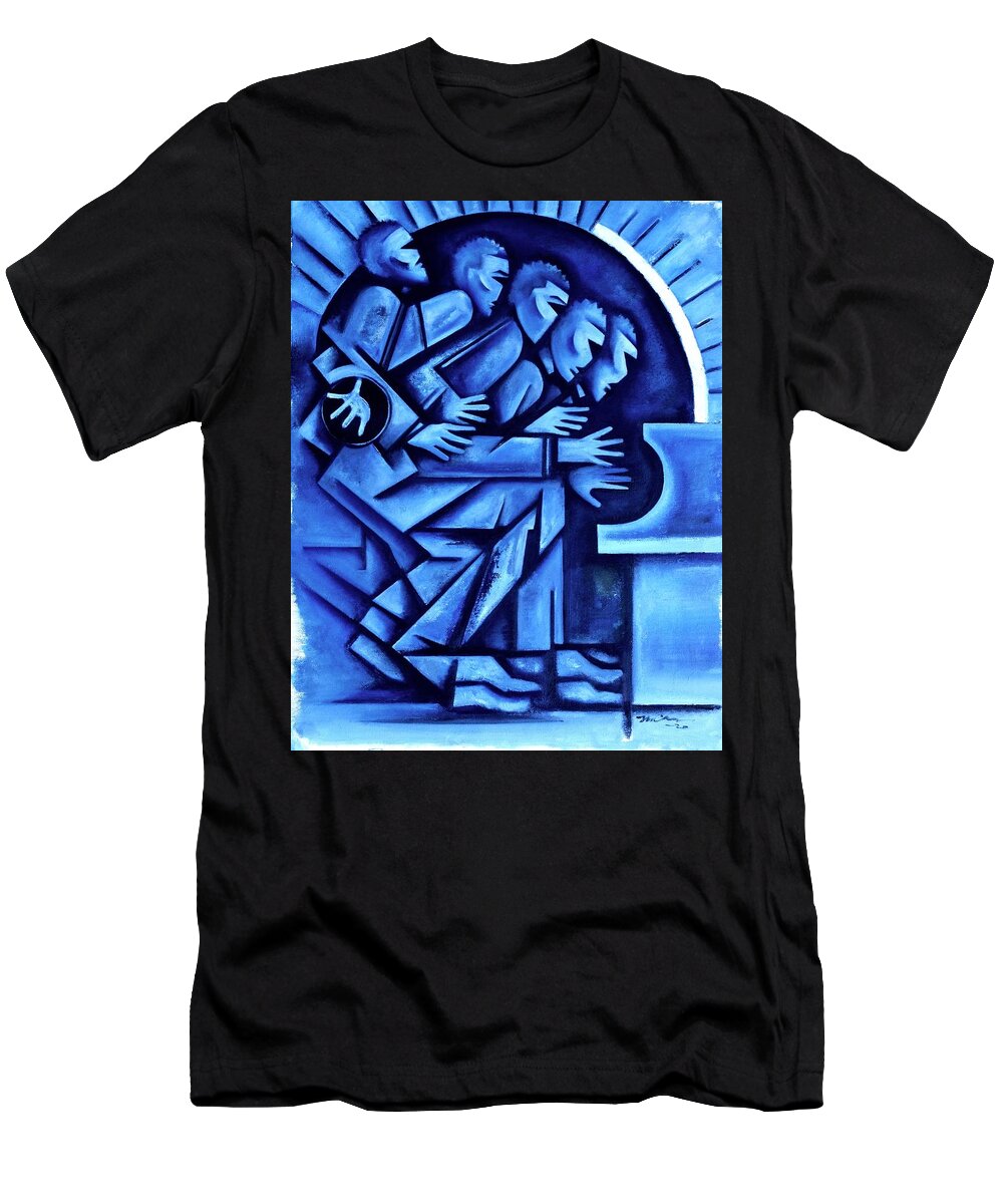 Jazz T-Shirt featuring the painting Blues/ Ascent by Martel Chapman