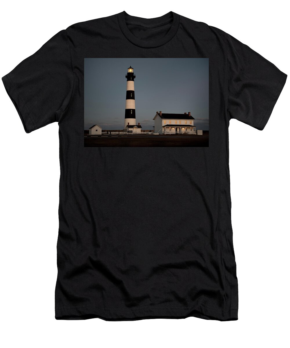 Bodie Island Lighthouse T-Shirt featuring the photograph Bodie Island Light at Sunset by Fon Denton