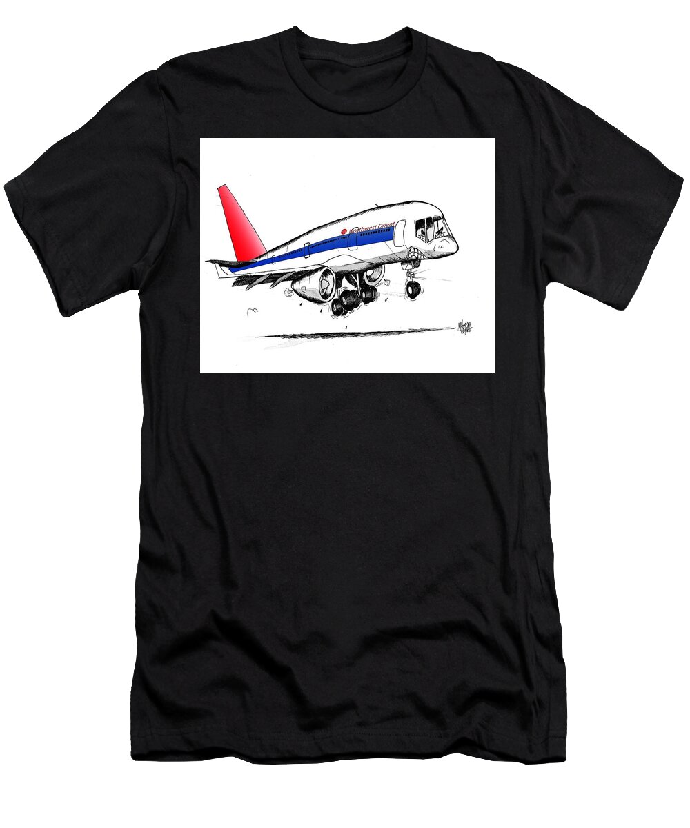 Boeing T-Shirt featuring the drawing Boeing 757 by Michael Hopkins