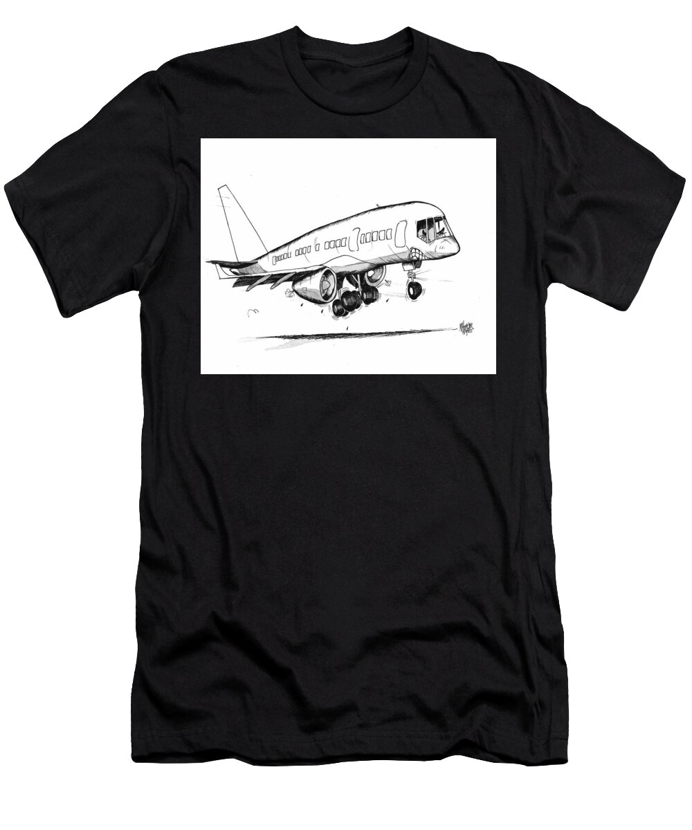 Original Art T-Shirt featuring the drawing Boeing 757 Original by Michael Hopkins