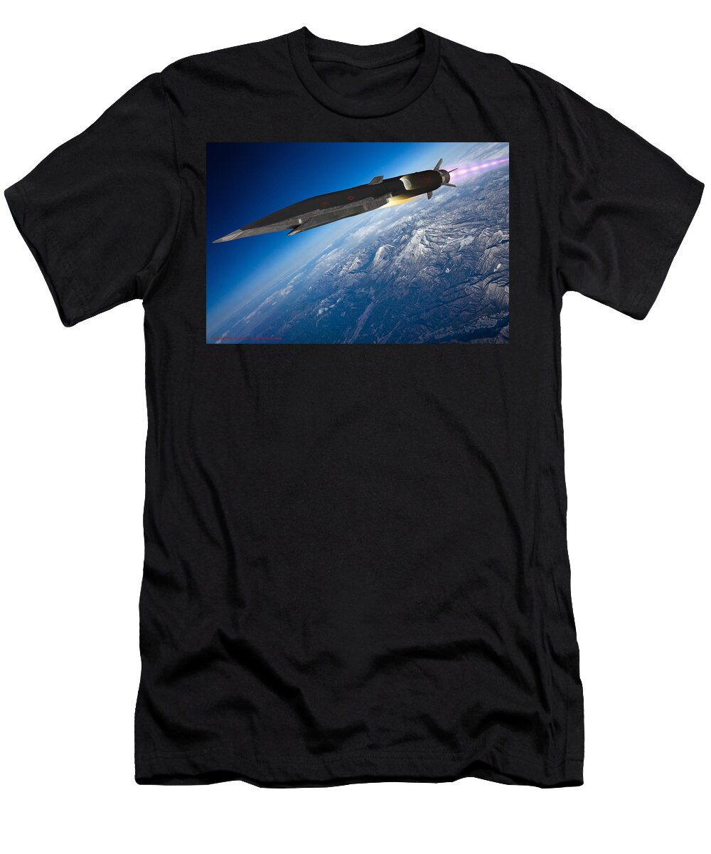 Boeing T-Shirt featuring the digital art Boeing X-51 Waverider 2 by Custom Aviation Art