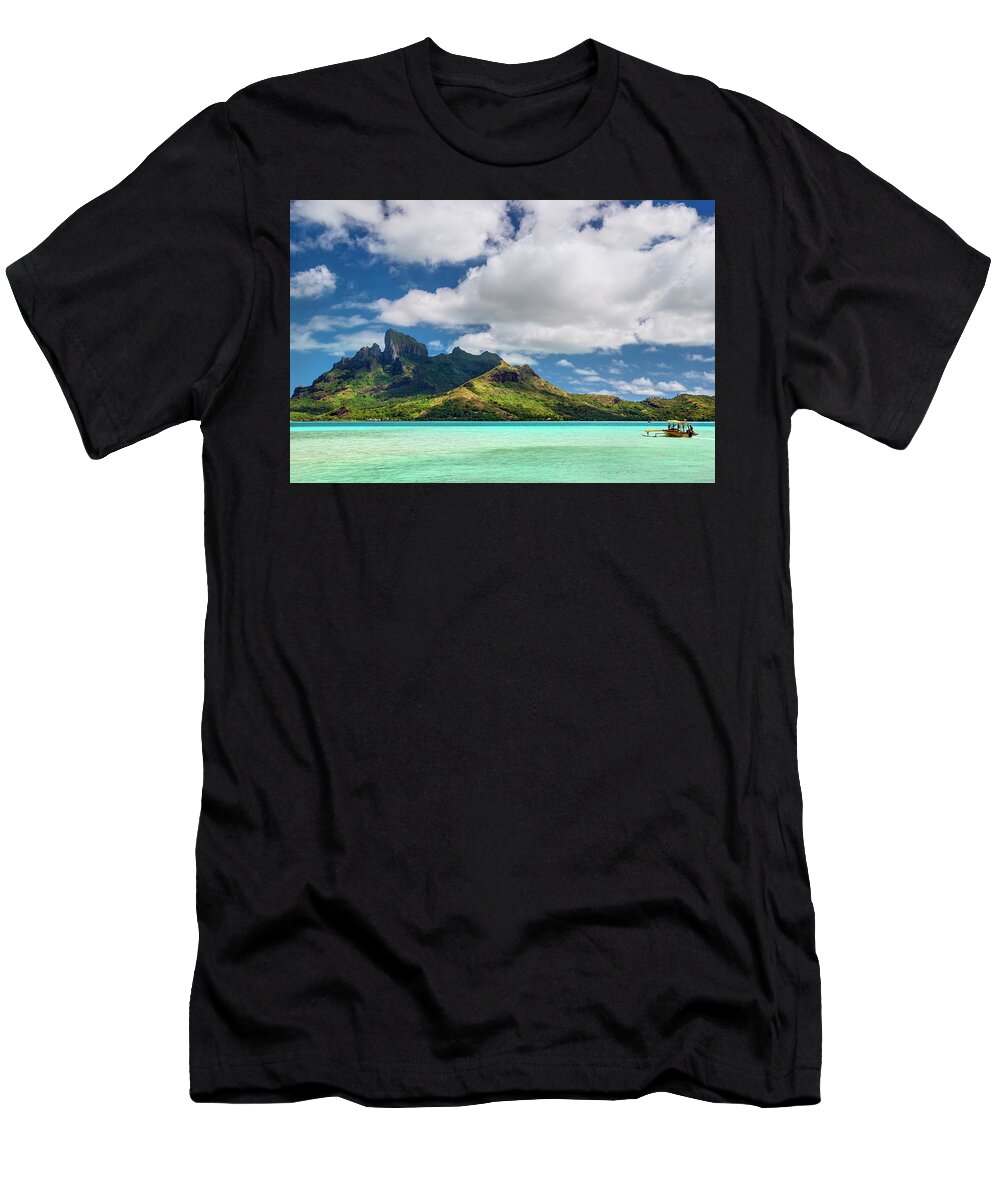 Bora Bora T-Shirt featuring the photograph Bora Bora from a private motu by Olivier Parent