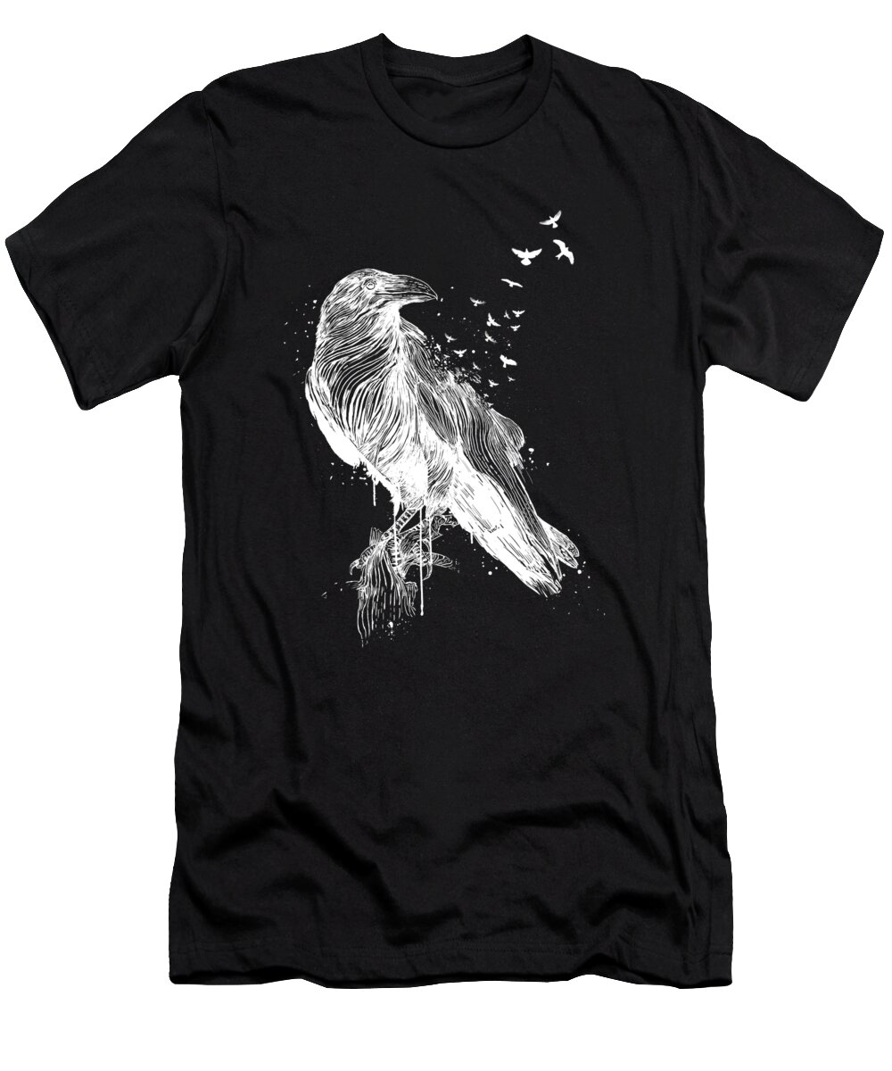 Birds T-Shirt featuring the drawing Born to be free II by Balazs Solti