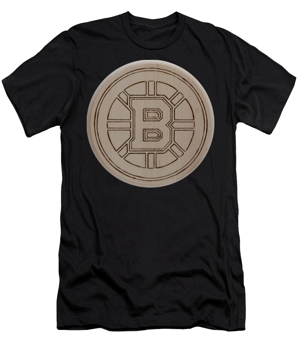 Pyrography T-Shirt featuring the pyrography Boston Bruins est 1924 - Original Six by Sean Connolly
