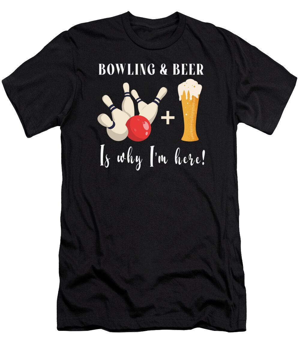 Bowling T-Shirt featuring the digital art Bowling and beer bowling skittles bowling team by Toms Tee Store