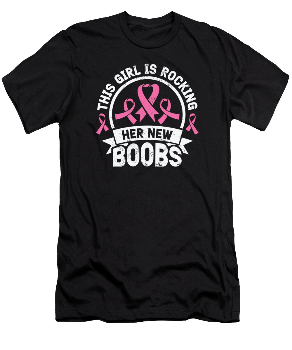Breast Cancer T-Shirt featuring the digital art Breast Cancer Awareness Month Cancer Ribbon Pin Survivor by Toms Tee Store