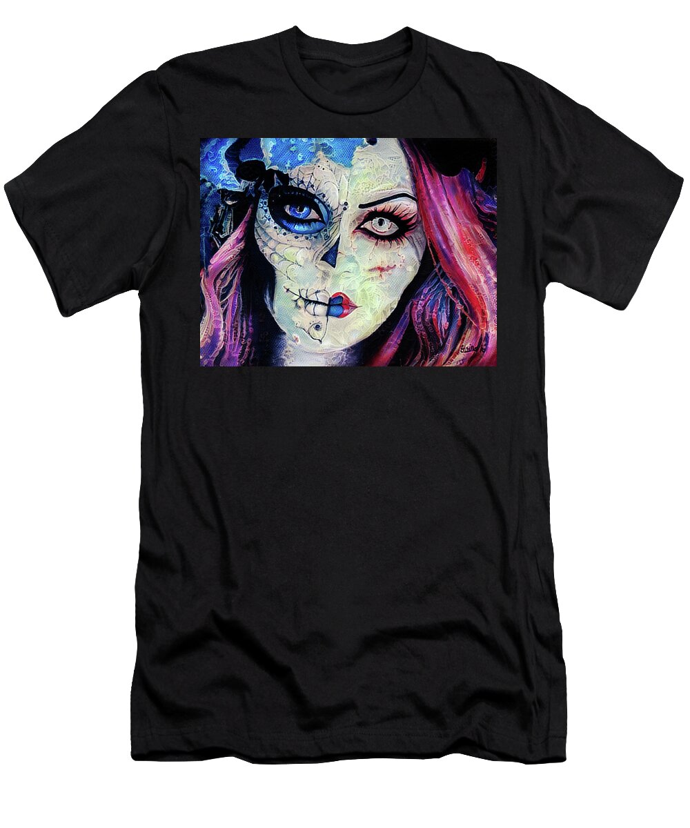 Skull T-Shirt featuring the digital art Brigitta Blues by Elaine Berger