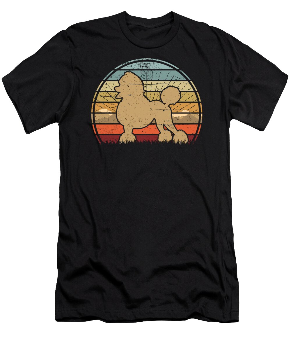 Brown T-Shirt featuring the digital art Brown Poodle Sunset by Filip Schpindel