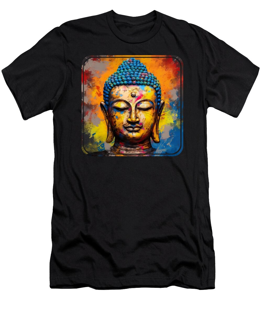 Buddha T-Shirt featuring the painting Buddha by Mark Ashkenazi