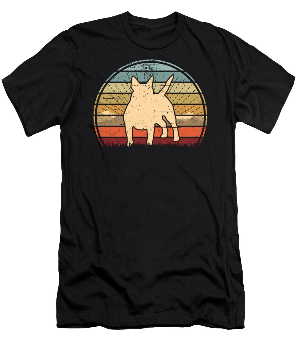 Bullterrier T-Shirt featuring the digital art Bullterrier Sunset by Filip Schpindel