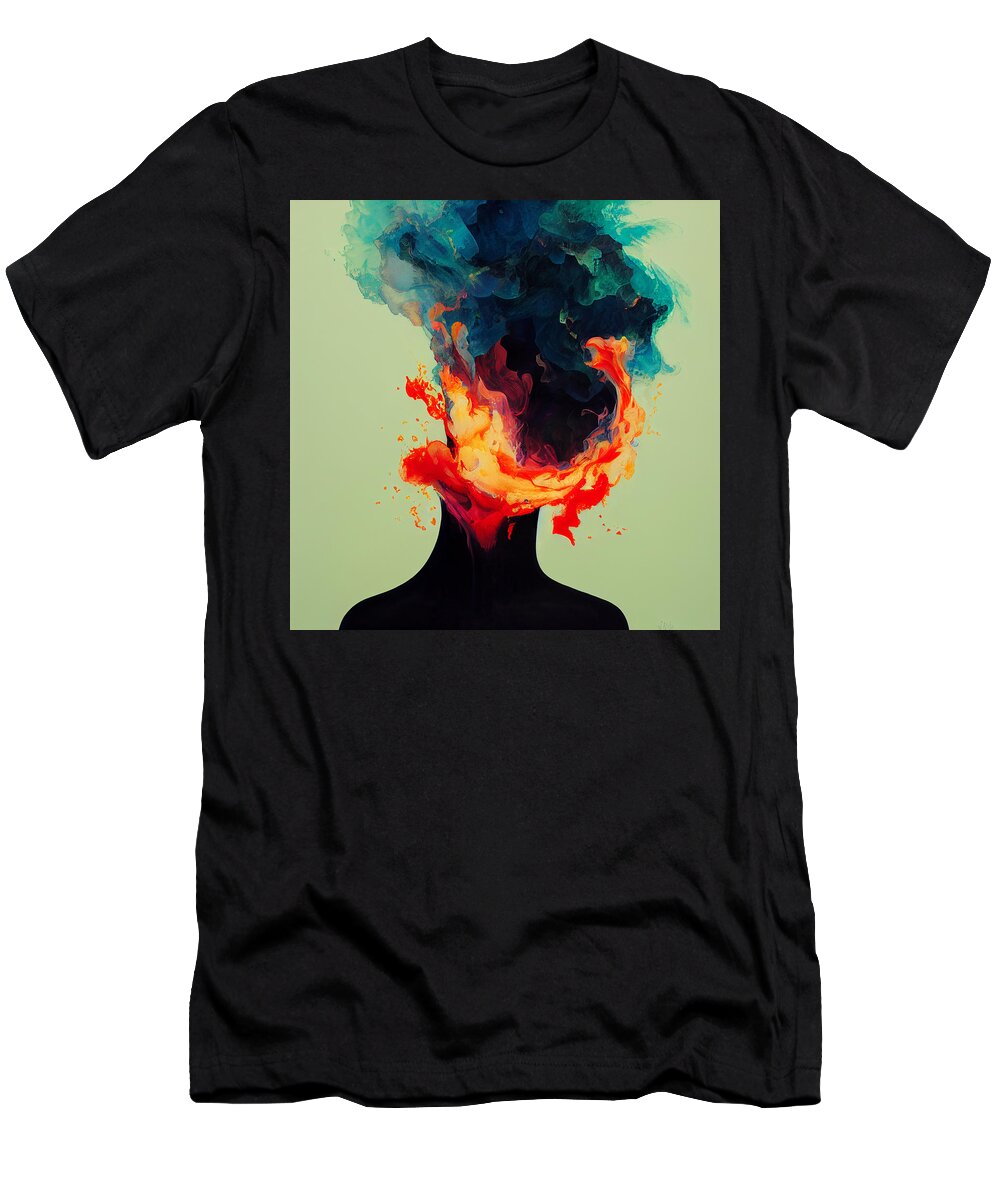 Abstract T-Shirt featuring the painting Burning Abstract Thoughts F1a676c4 7125 411f 86b7 711767652121 by MotionAge Designs
