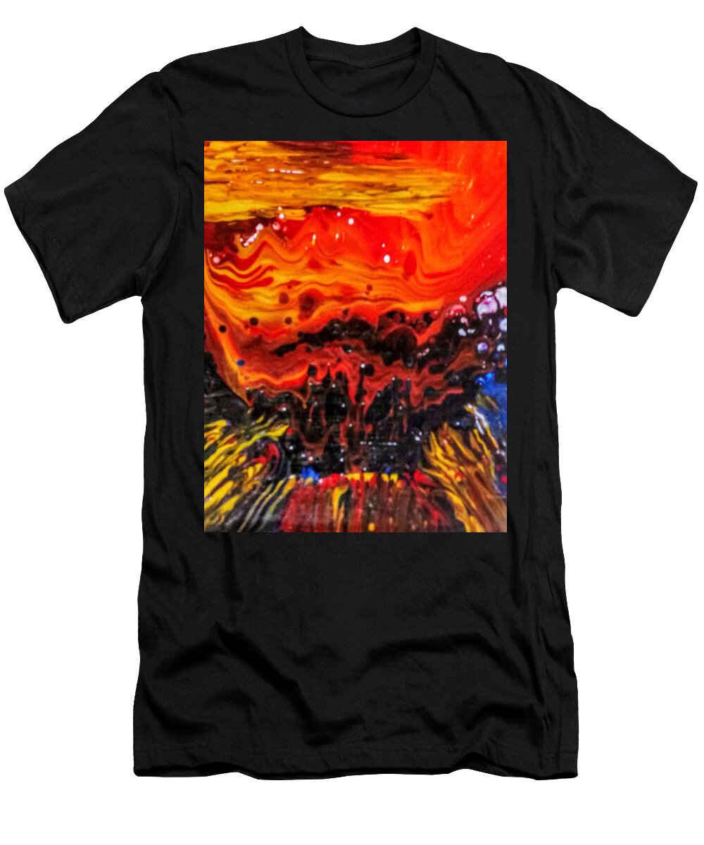 Burn T-Shirt featuring the painting Burning Flame by Anna Adams