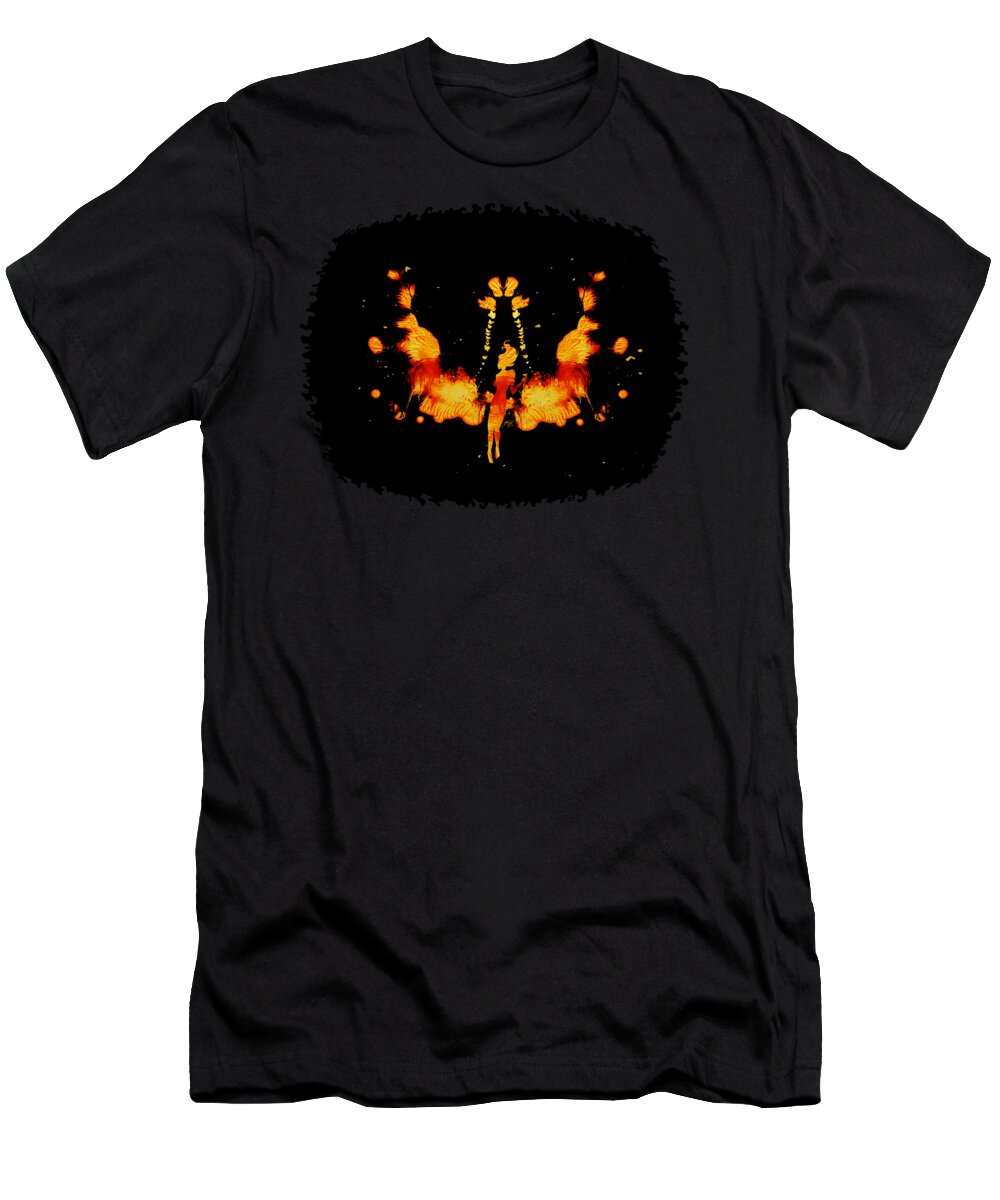 Lava T-Shirt featuring the digital art Butterfly Lava Fire Fairy by Michael Cotto