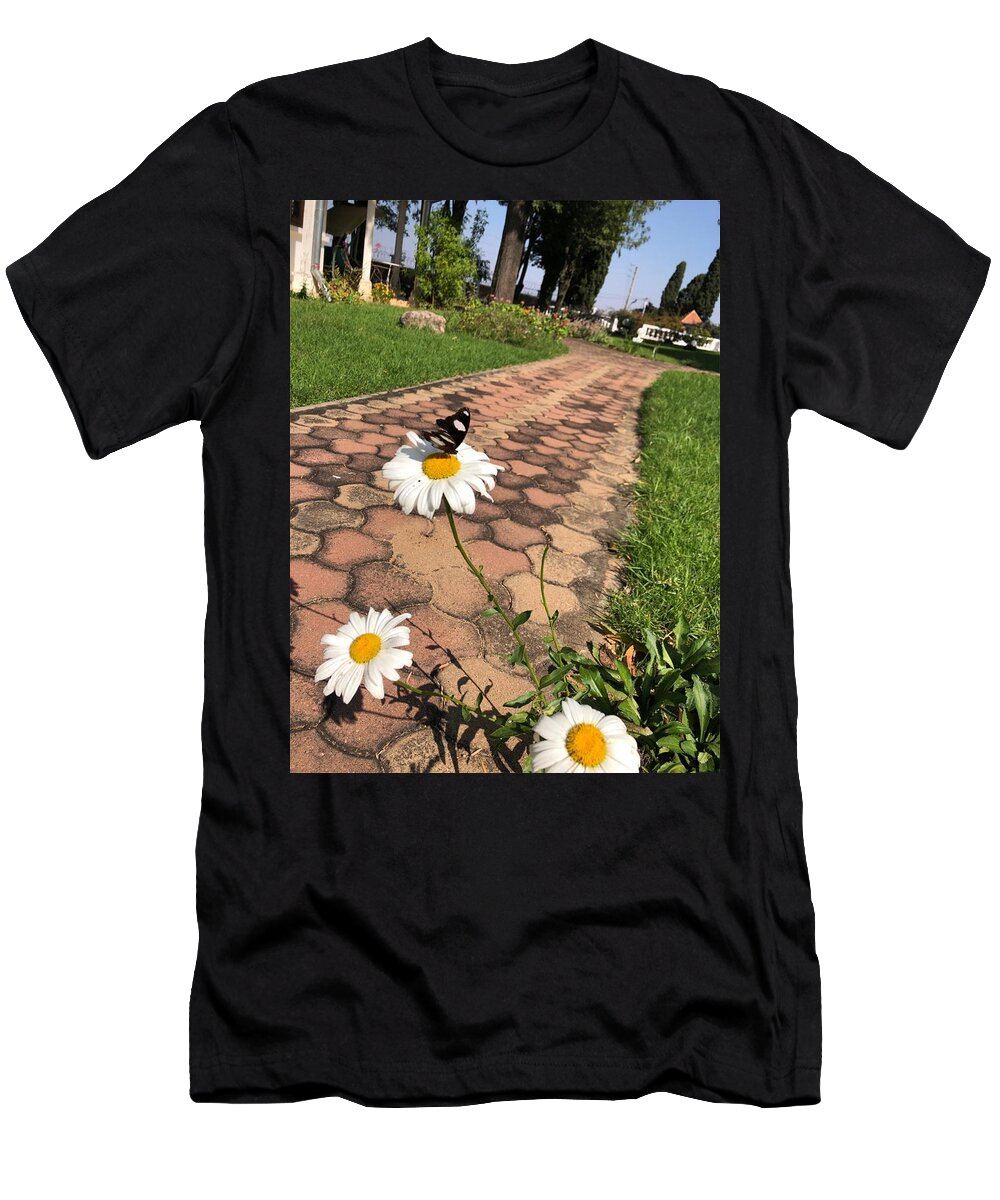 All T-Shirt featuring the digital art Butterfly on a Flower KN17 by Art Inspirity
