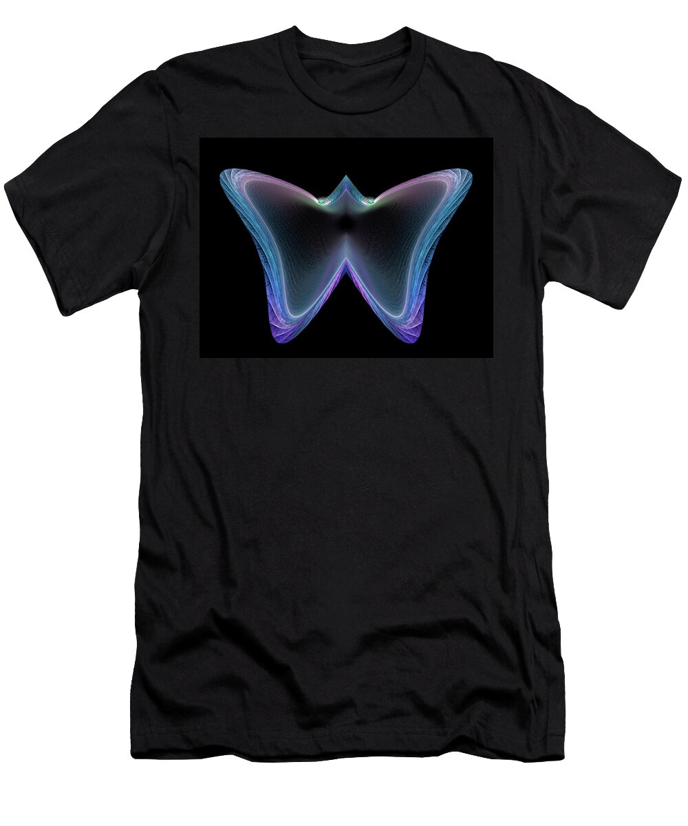 Abstract T-Shirt featuring the digital art Butterfly Shaped Computer Generated Symetrical Fractal by Manpreet Sokhi