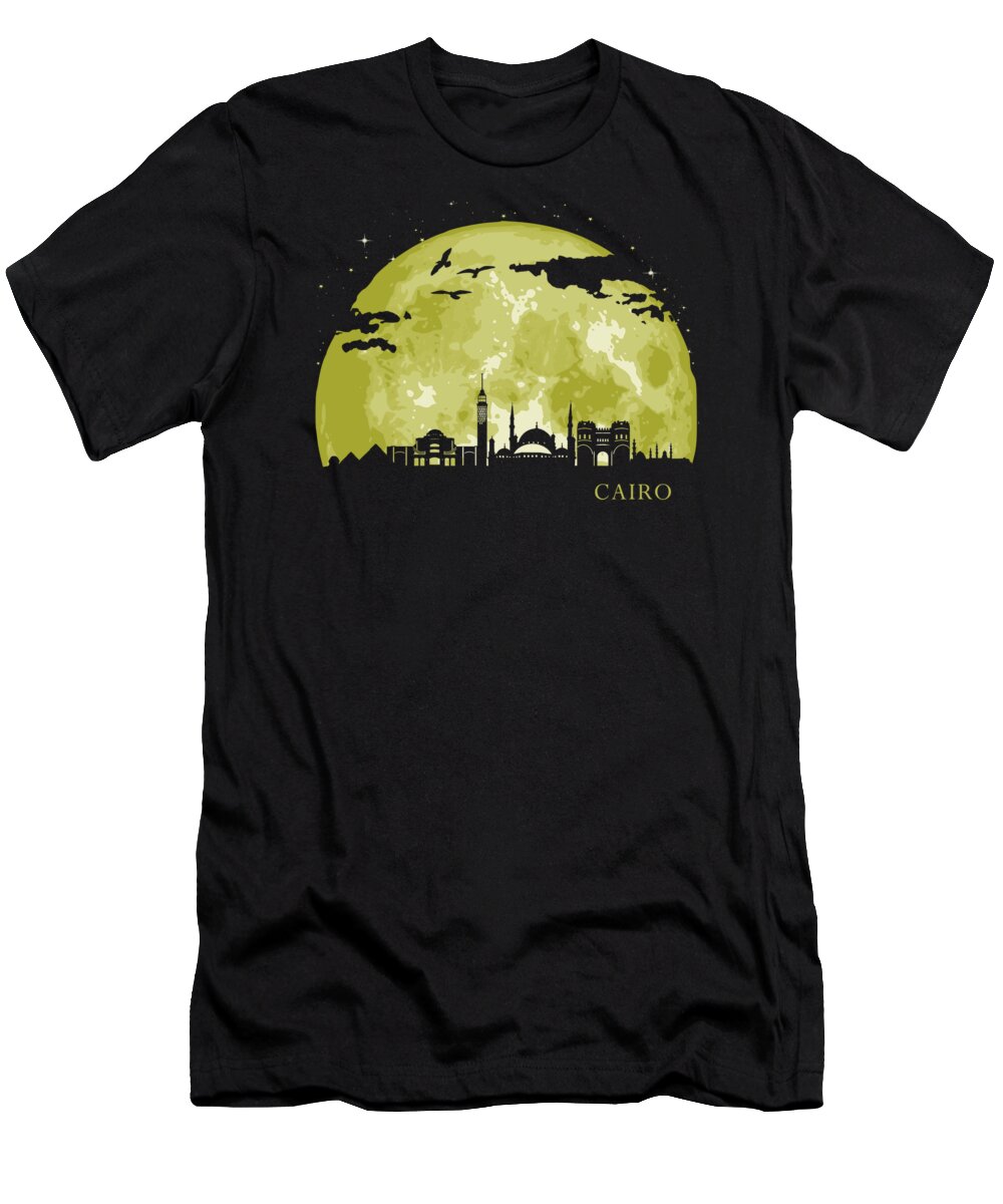Egypt T-Shirt featuring the digital art CAIRO Moon Light Night Stars Skyline by Filip Schpindel