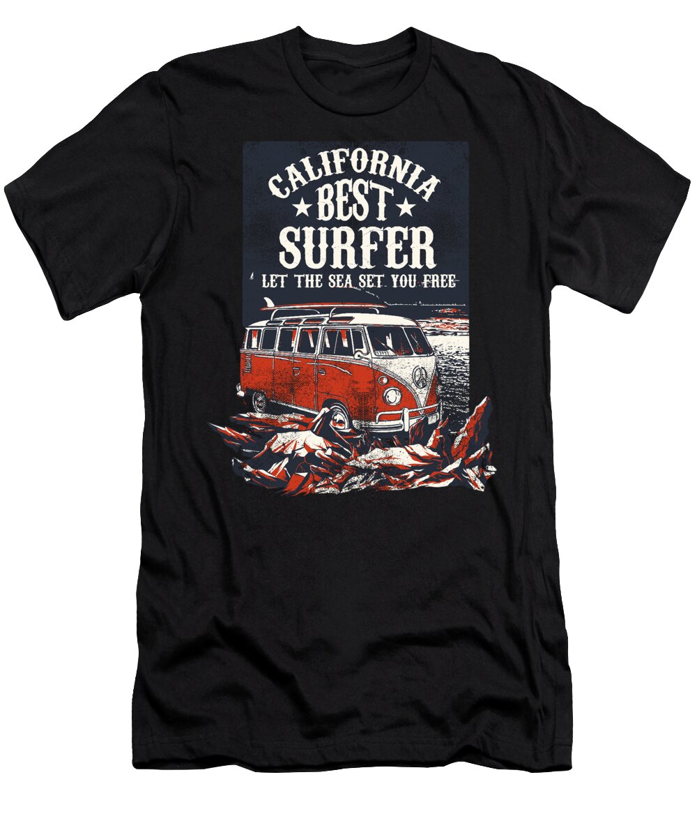 Surf Gift T-Shirt featuring the digital art California Best Surfer by Jacob Zelazny