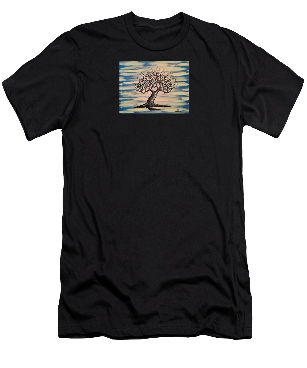 California T-Shirt featuring the drawing Colorado- Blue Sky- Love Tree by Aaron Bombalicki