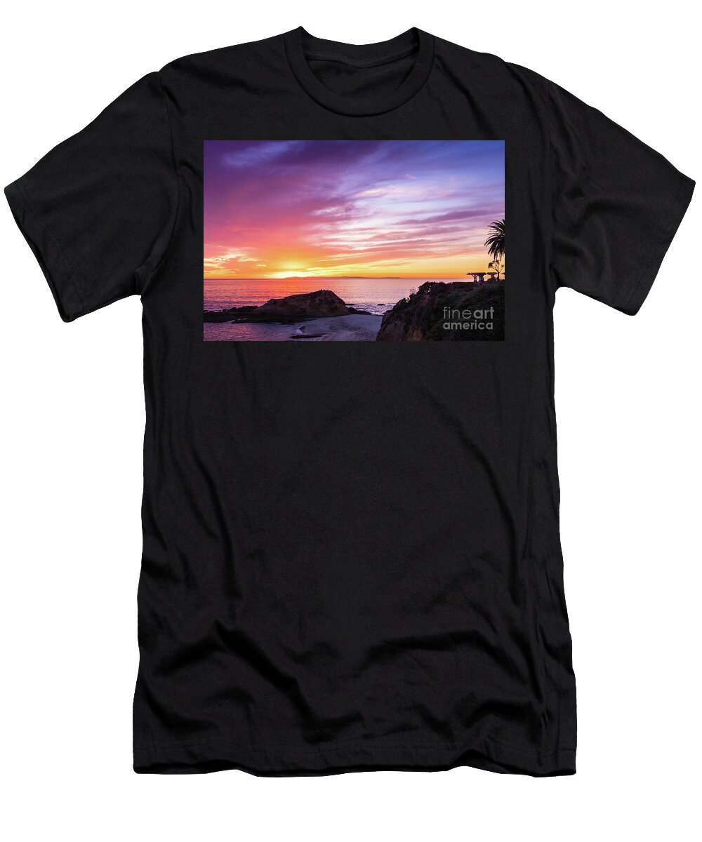 Laguna Beach Sunset T-Shirt featuring the photograph Candy Floss Sunset Laguna Beach by Abigail Diane Photography