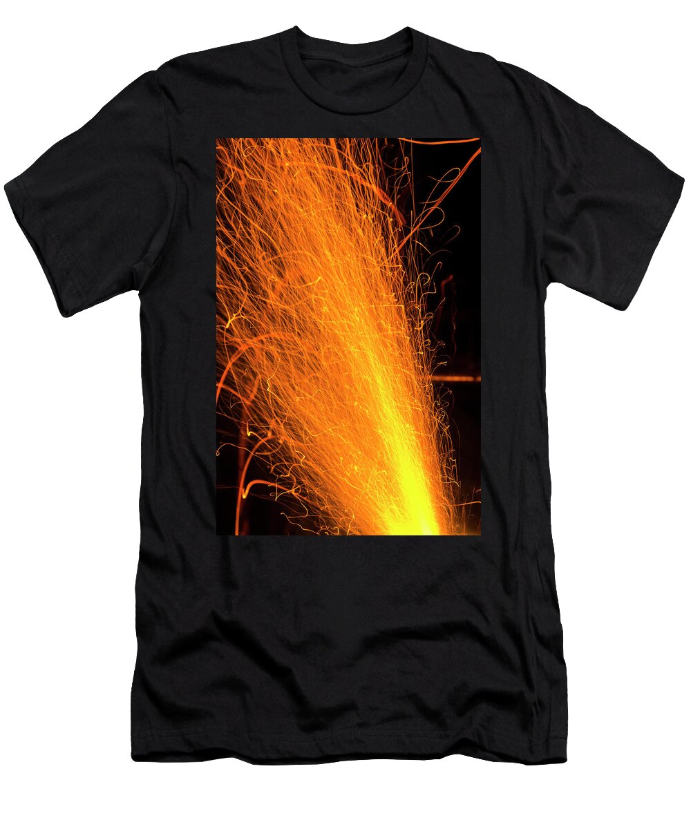 Black T-Shirt featuring the photograph Cannon Fuse Burning Brightly by Charles Floyd