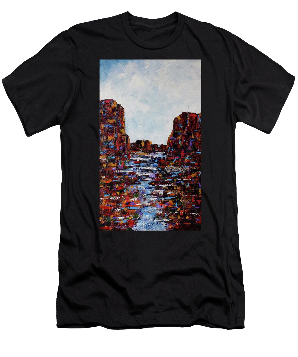 Grand Canyon T-Shirt featuring the painting Canyon Creek #1 by Lance Headlee