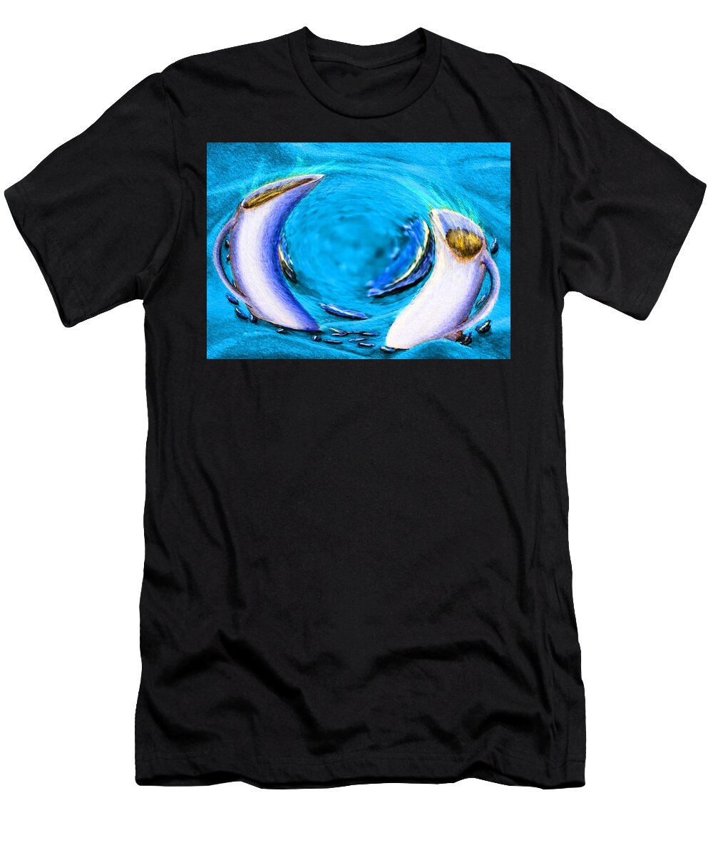 Abstract T-Shirt featuring the digital art Cappuccino Tango - Blue by Ronald Mills