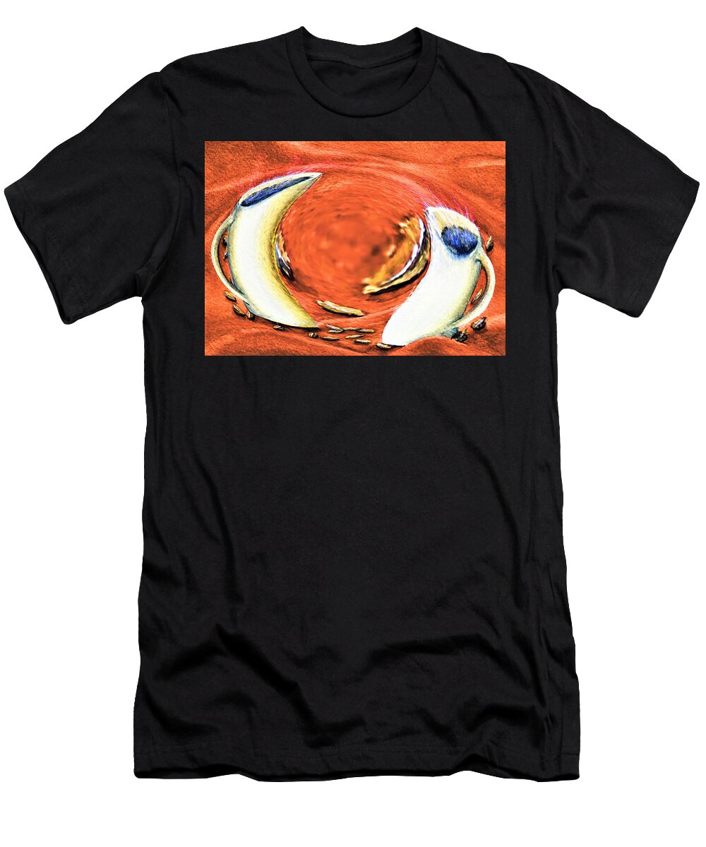Abstract T-Shirt featuring the digital art Cappuccino Tango - Orange by Ronald Mills
