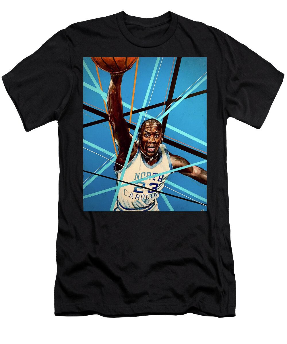 Michael Jordan T-Shirt featuring the painting Carolina Michael Jordan by Joel Tesch