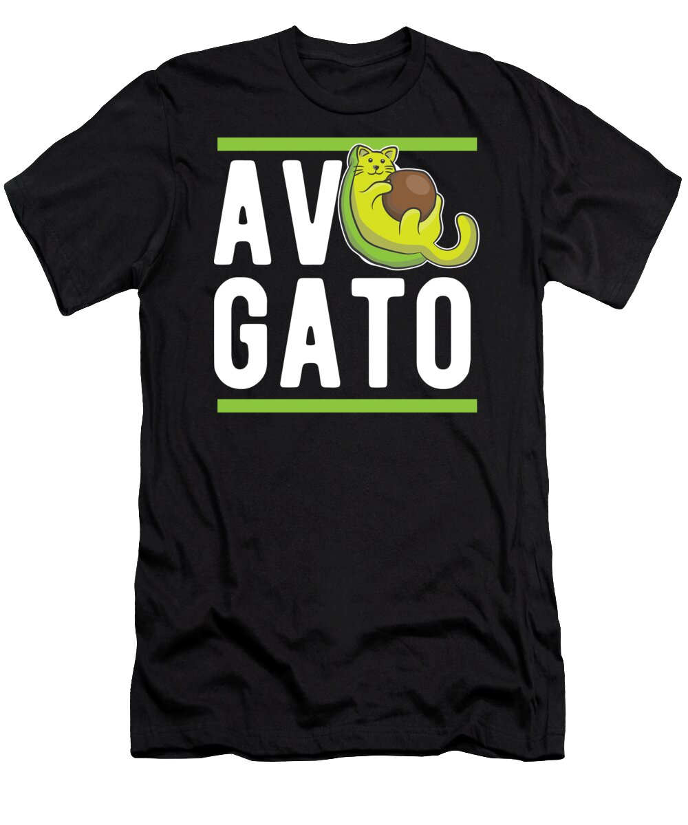 Cat T-Shirt featuring the digital art Cats Playing Cat Avocado Lover Avogato Birthday Gift by Haselshirt