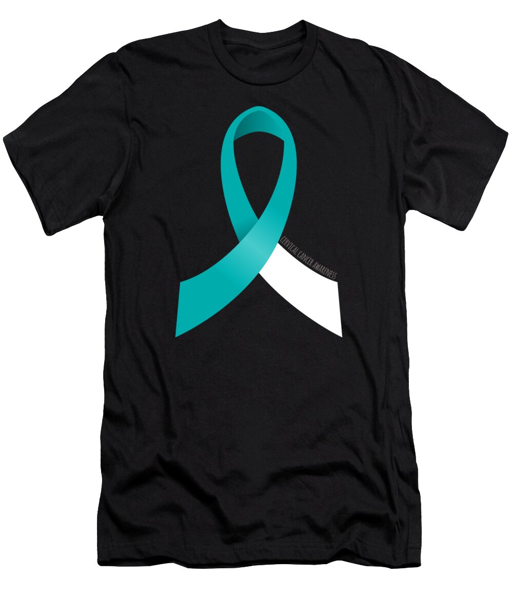 Awareness T-Shirt featuring the digital art Cervical Cancer Awareness Ribbon by Flippin Sweet Gear