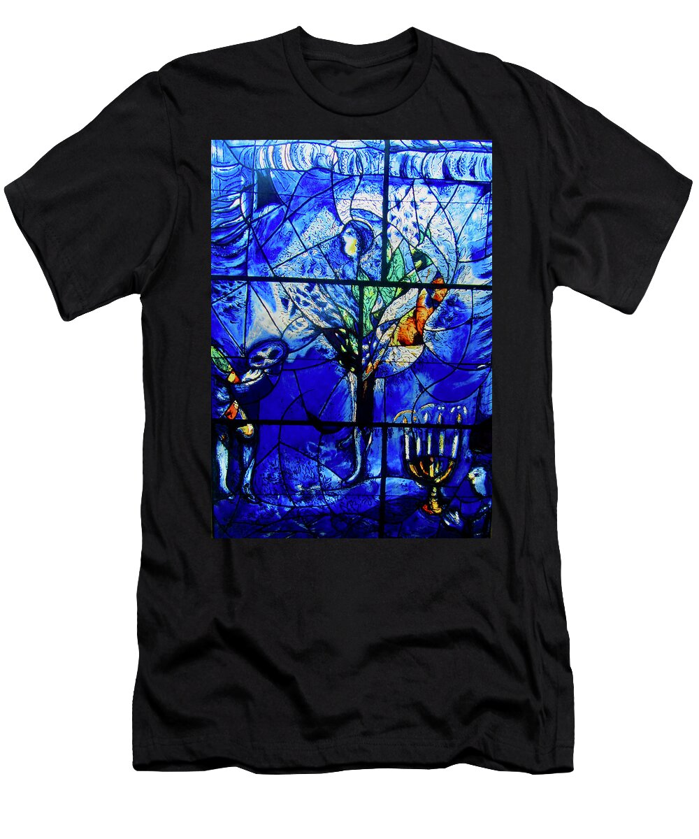 Blue T-Shirt featuring the photograph Chagall Glass Panel by Stephanie Moore