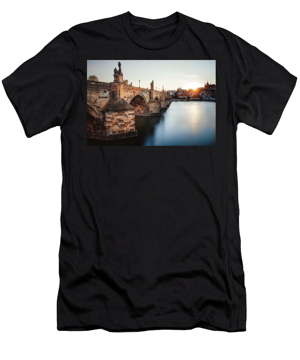 Castle T-Shirt featuring the photograph Charles bridge in Prague, czech republic. by Vaclav Sonnek