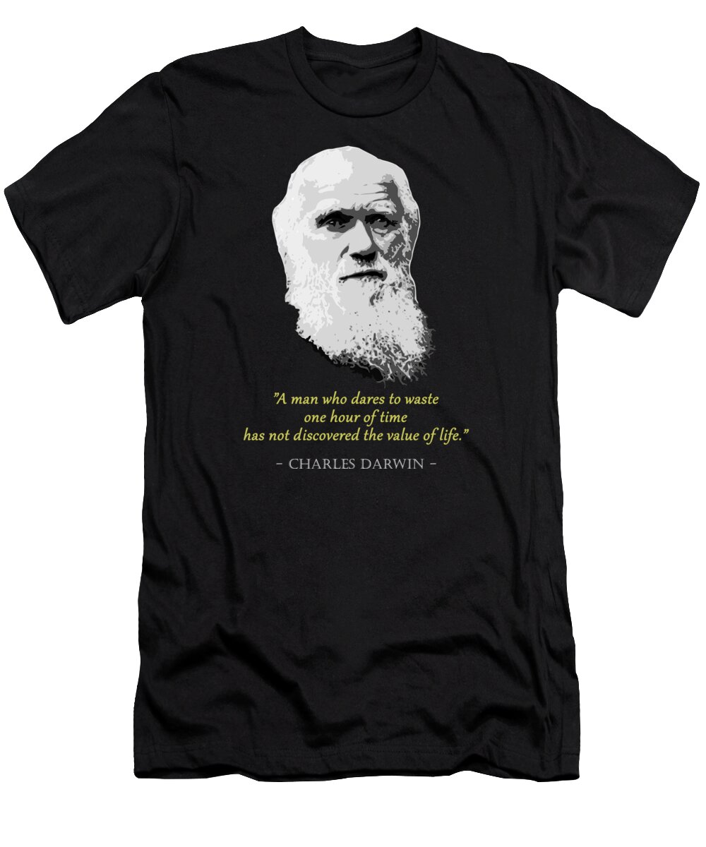 Charles T-Shirt featuring the digital art Charles Darwin Quote by Filip Schpindel