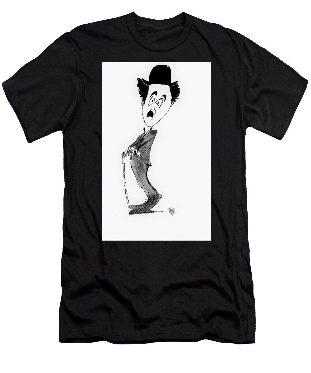 Classic T-Shirt featuring the drawing Charlie Chaplin 2 by Michael Hopkins