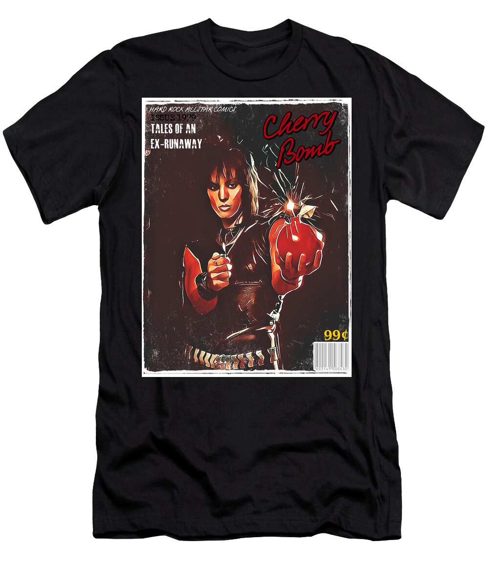 Joan Jett T-Shirt featuring the digital art Cherry Bomb Comic Book by Christina Rick